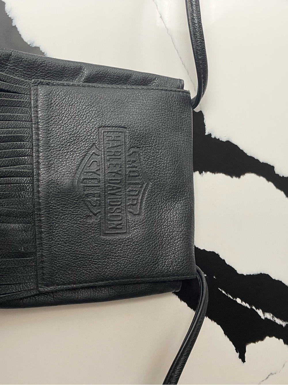Harley-Davidson Black Leather Fringe Crossbody Pouch - Picture 10 of 10